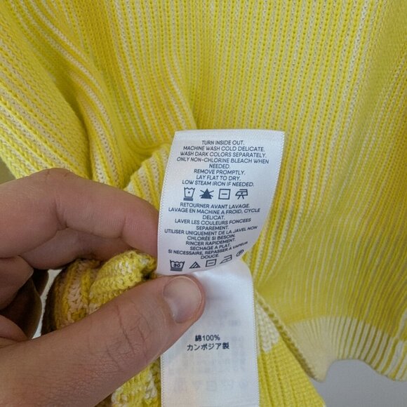 Lands' End Drifter Sweater in Yellow/White, Sz S (6-8) - Picture 5 of 5